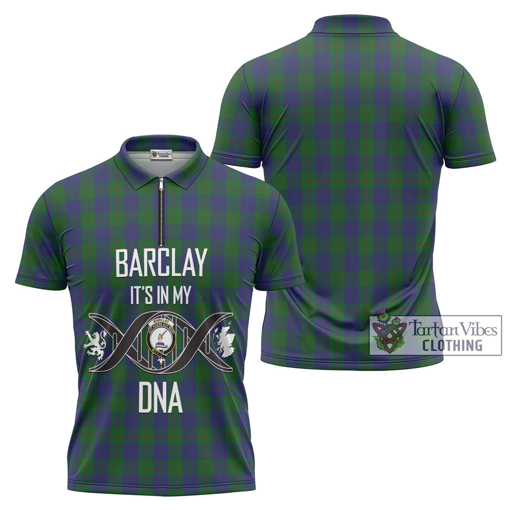 Barclay Tartan Zipper Polo Shirt with Family Crest DNA In Me Style Unisex - Tartanvibesclothing Shop