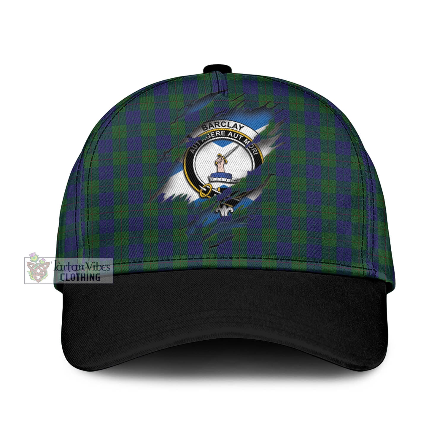 Tartan Vibes Clothing Barclay Tartan Classic Cap with Family Crest In Me Style