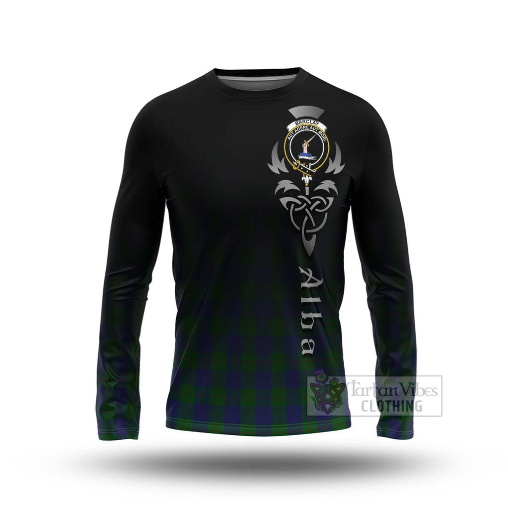 Tartan Vibes Clothing Barclay Tartan Long Sleeve T-Shirt Featuring Alba Gu Brath Family Crest Celtic Inspired