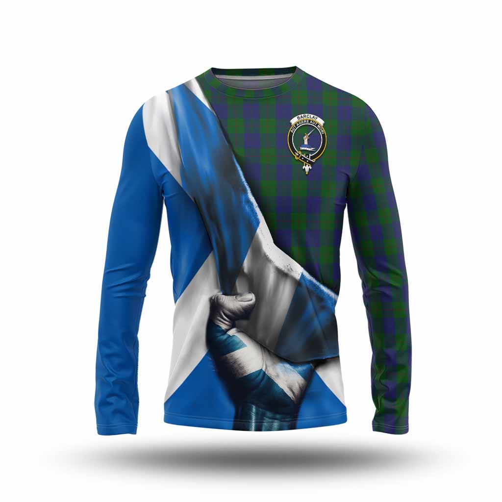 Tartan Vibes Clothing Barclay Tartan Long Sleeve T-Shirt with Family Crest Scotland Patriotic Style