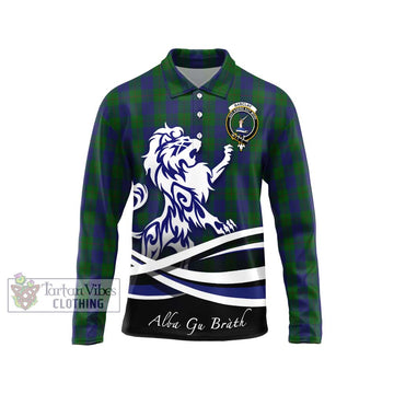 Barclay Tartan Long Sleeve Polo Shirt with Alba Gu Brath Regal Lion Emblem