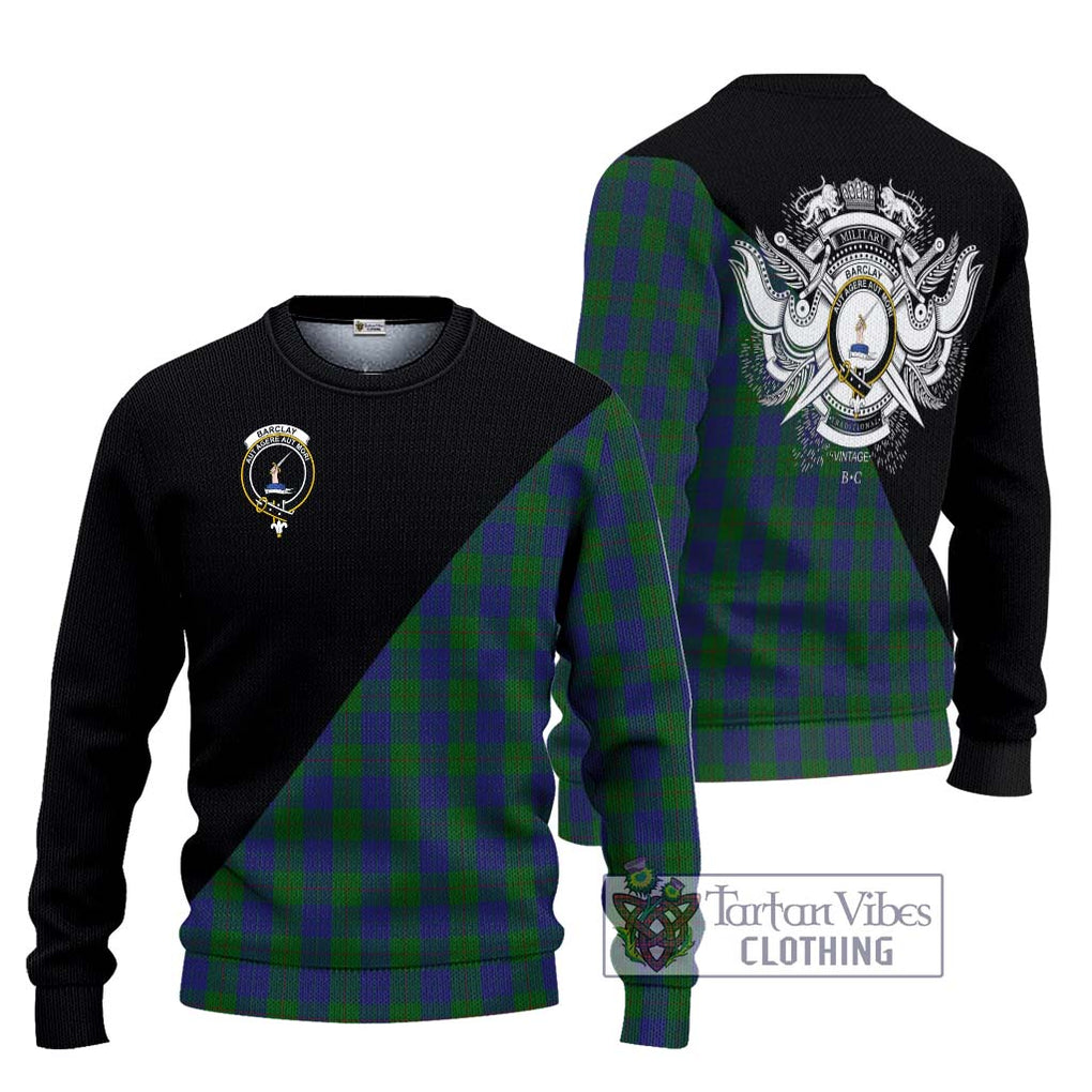 Barclay Tartan Knitted Sweater with Family Crest and Military Logo Style Unisex - Tartanvibesclothing Shop