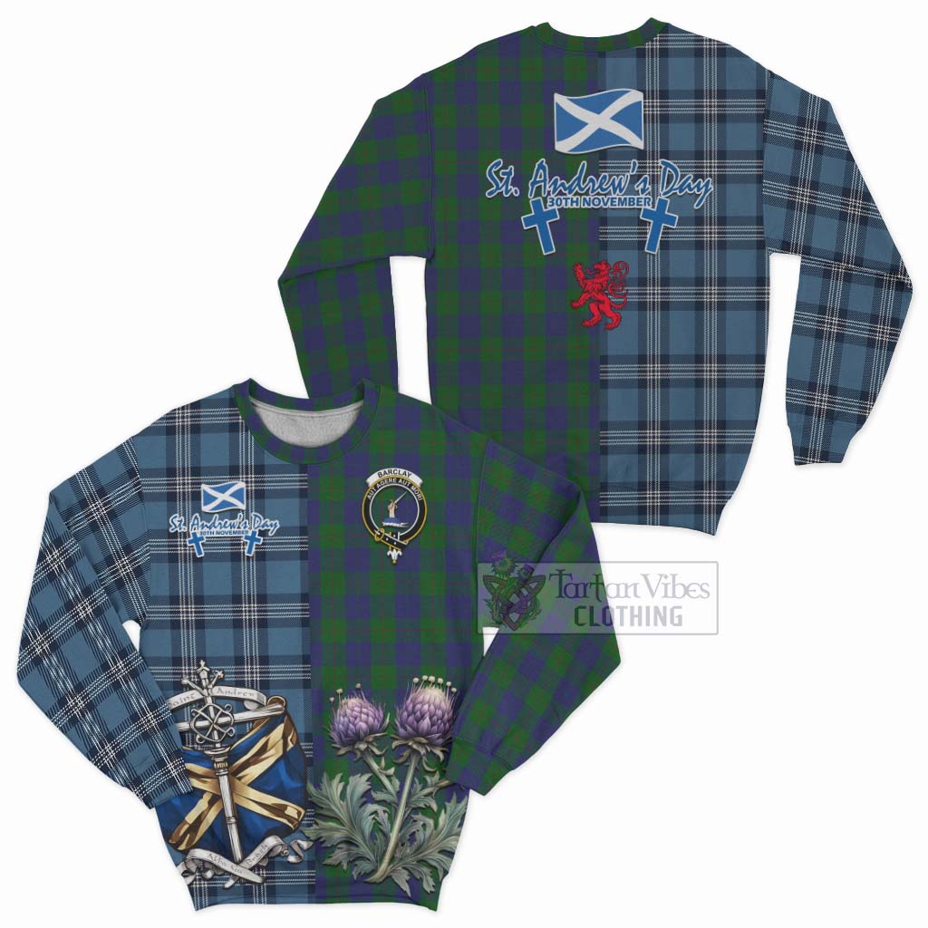 Tartan Vibes Clothing Barclay Tartan Sweatshirt Happy St. Andrew's Day Half Tartan Style