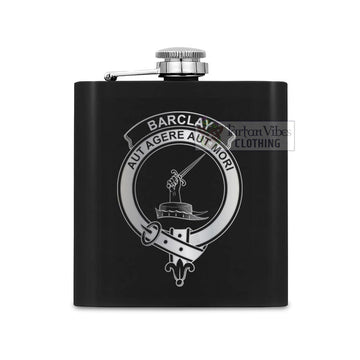 Barclay Crest Hip Flask Set 7oz Black Stainless Steel with A Gift Box