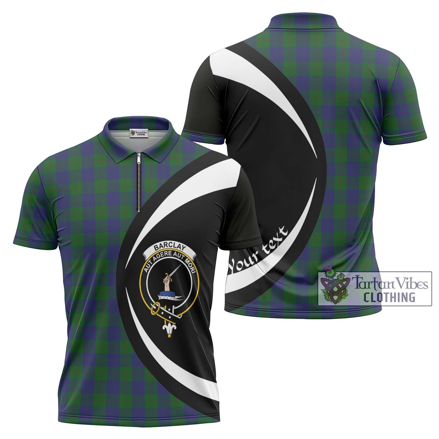 Tartan Vibes Clothing Barclay Tartan Zipper Polo Shirt with Family Crest Circle Style