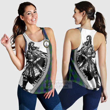 Barclay Tartan Clan Crest Women's Racerback Tanks with Highlander Warrior Celtic Style