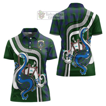 Barclay Tartan Women's Polo Shirt with Epic Bagpipe Style