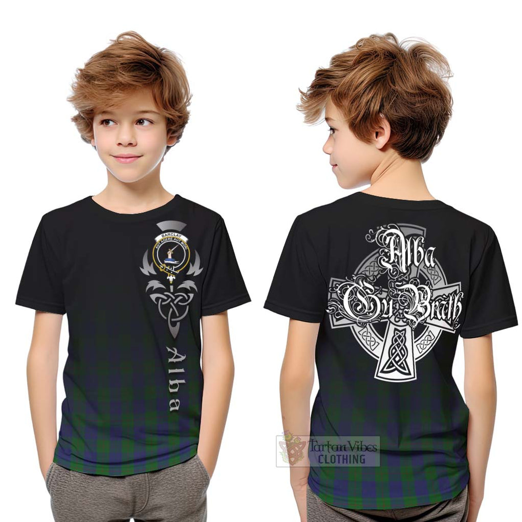 Tartan Vibes Clothing Barclay Tartan Kid T-Shirt Featuring Alba Gu Brath Family Crest Celtic Inspired