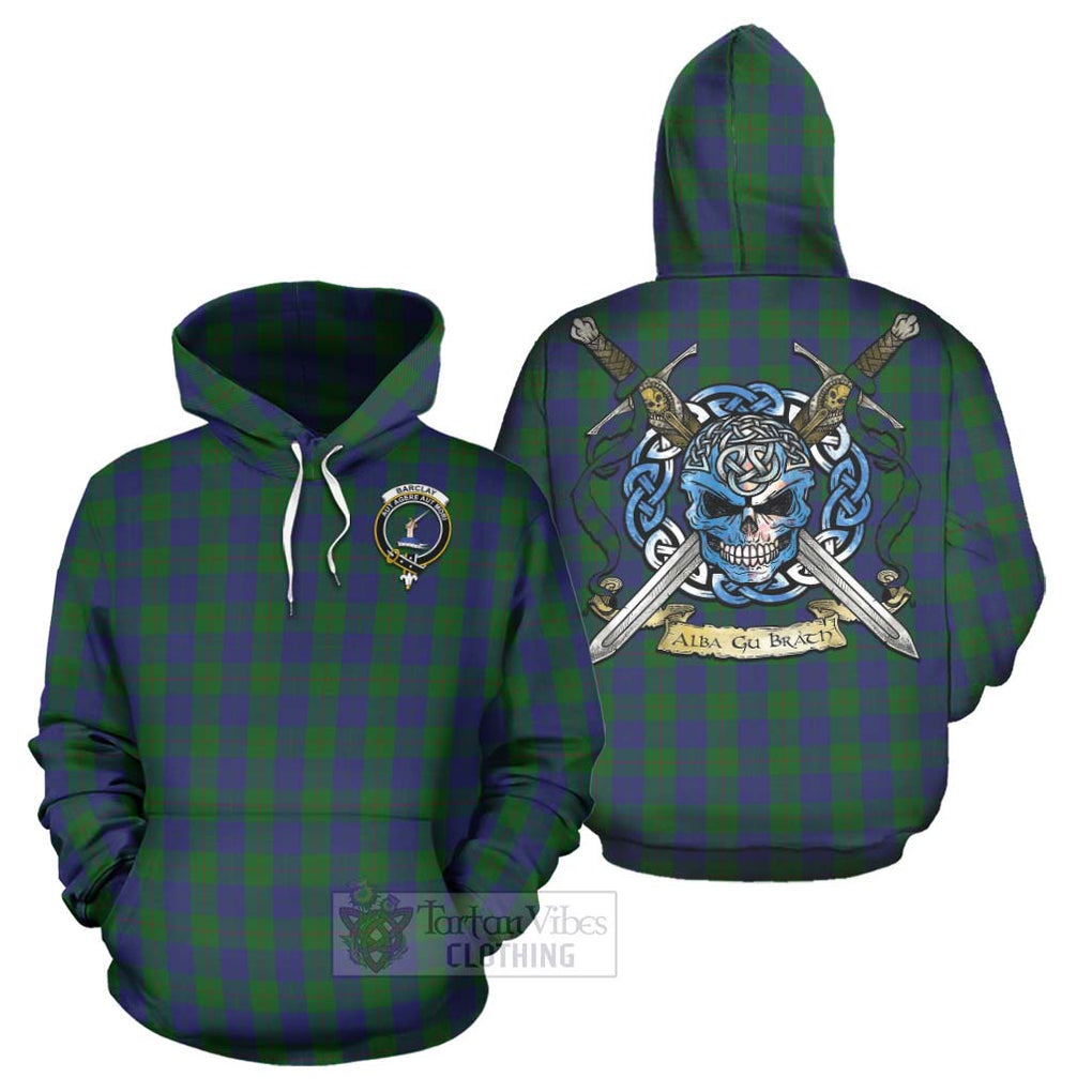 Tartan Vibes Clothing Barclay Tartan Hoodie with Family Crest Celtic Skull Style