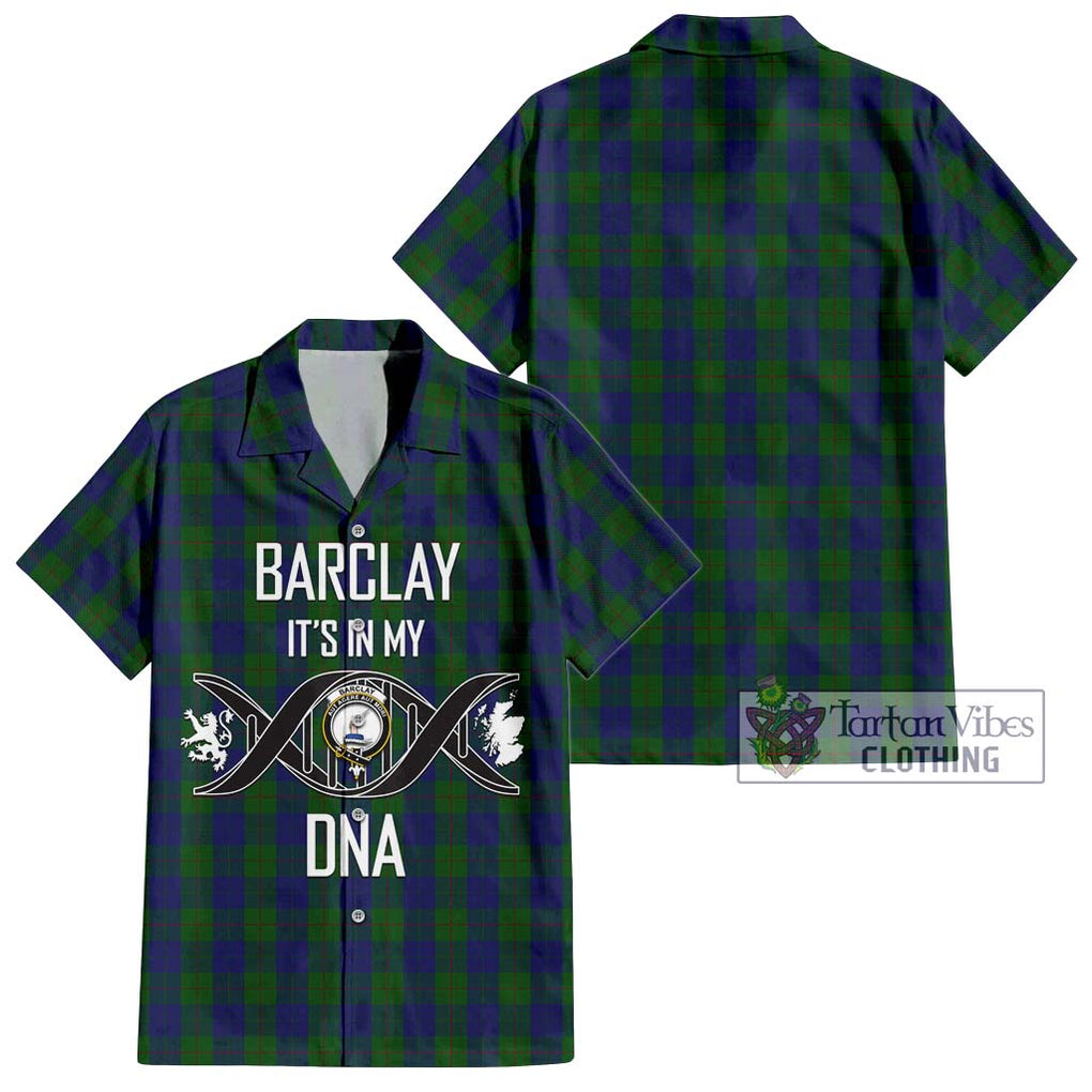 Barclay Tartan Short Sleeve Button Shirt with Family Crest DNA In Me Style Kid - Tartanvibesclothing Shop