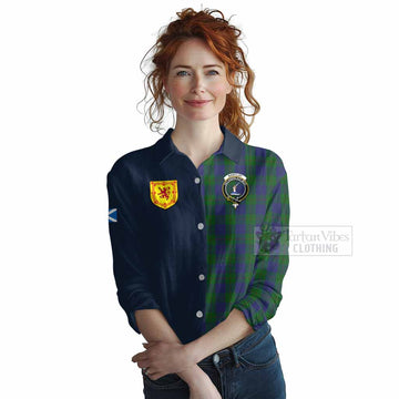 Barclay Tartan Women's Casual Shirt Alba with Scottish Lion Royal Arm Half Style