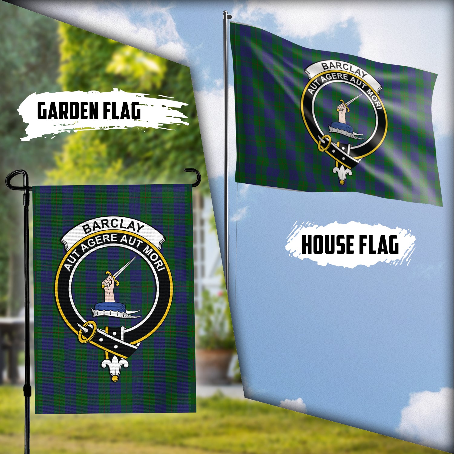 Barclay Tartan Flag with Family Crest Garden Flag (Vertical) - Tartan Vibes Clothing