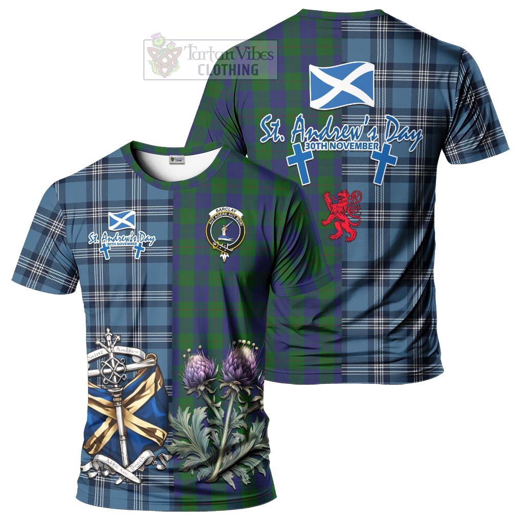 Tartan Vibes Clothing Barclay Tartan T-Shirt Happy St. Andrew's Day Half Tartan Style