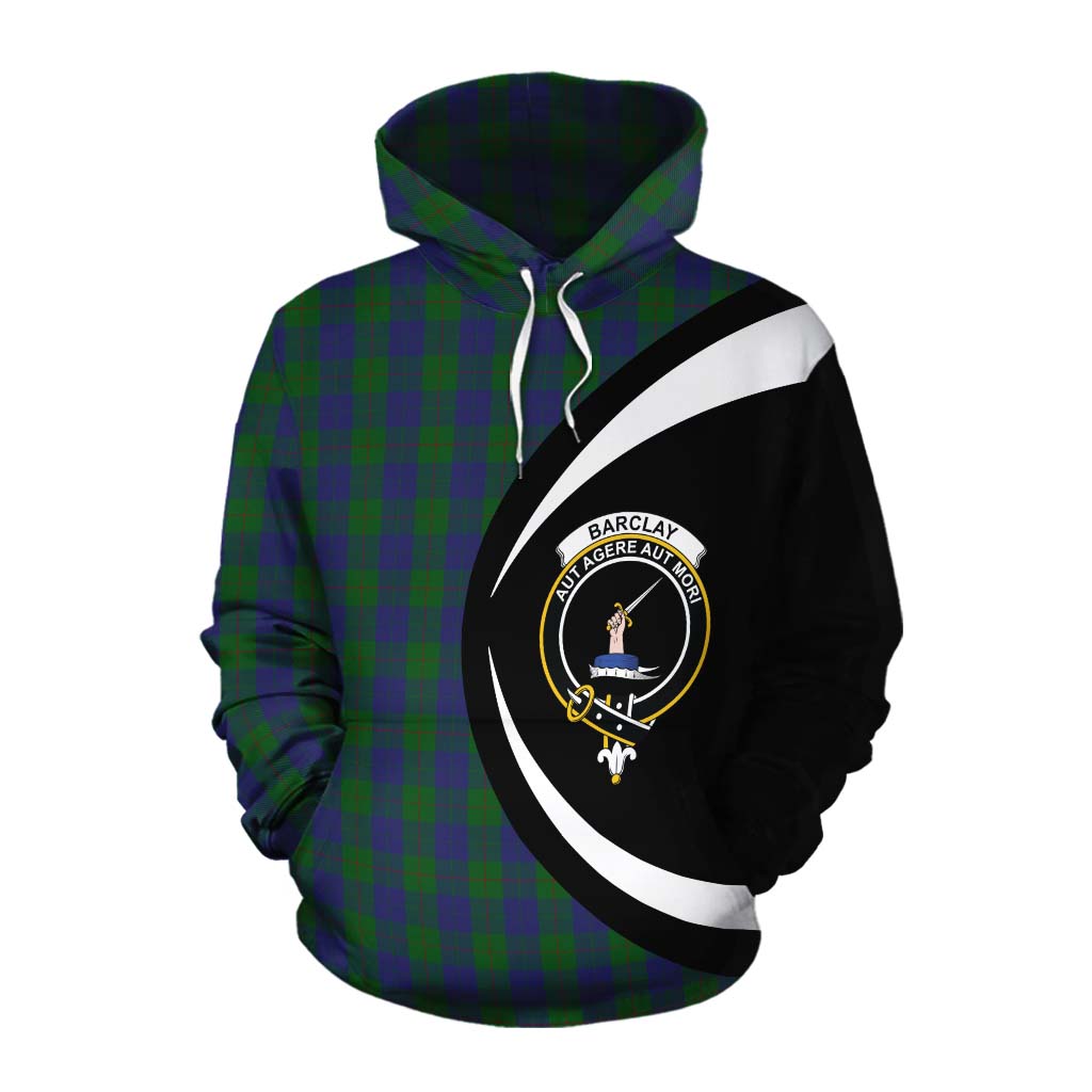 Tartan Vibes Clothing Barclay Tartan Cotton Hoodie with Family Crest Circle Style