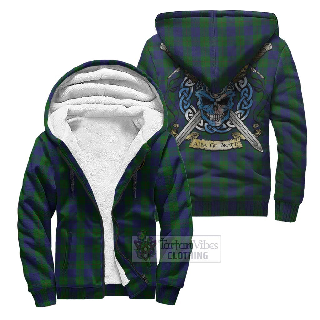 Tartan Vibes Clothing Barclay Tartan Sherpa Hoodie with Family Crest Celtic Skull Style