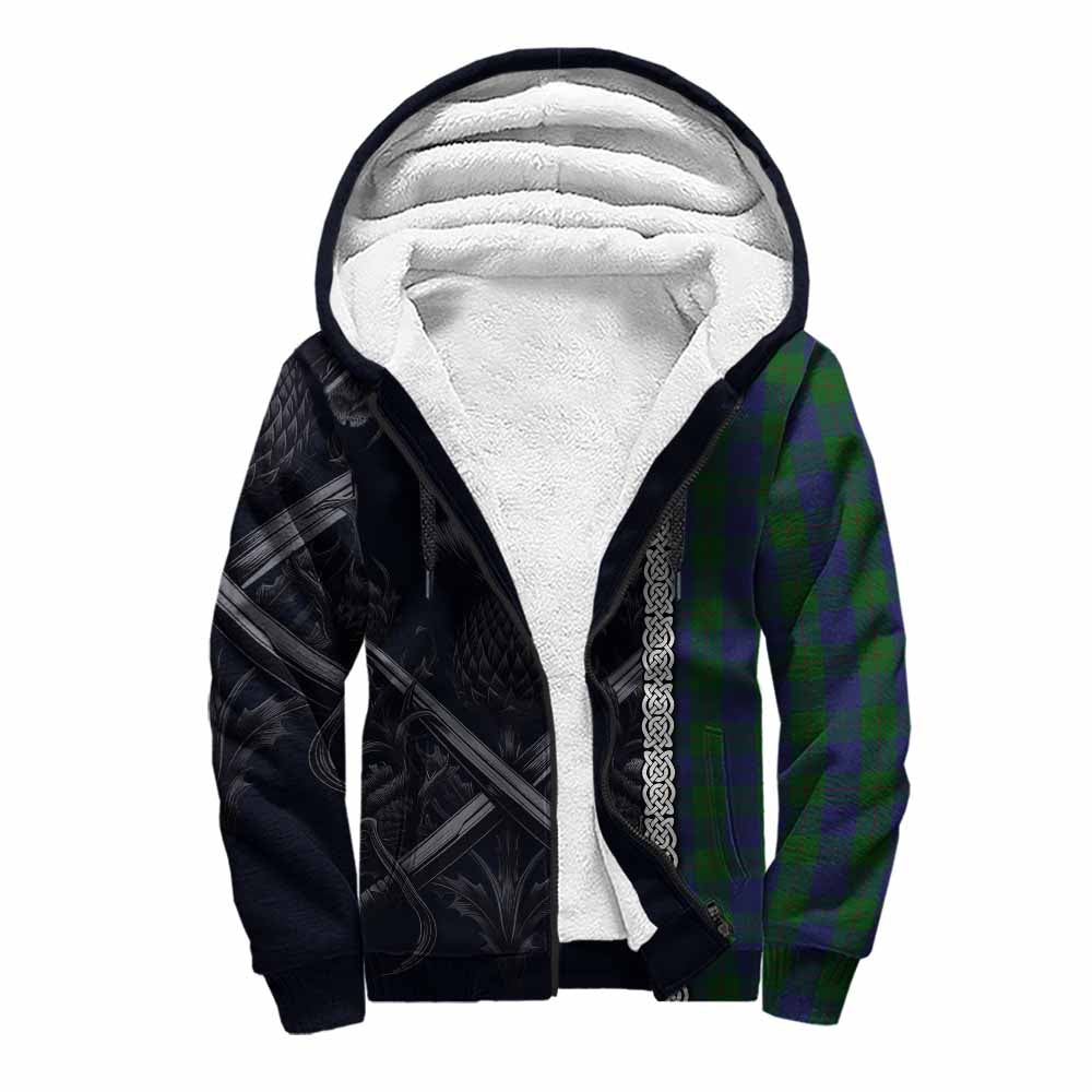 Tartan Vibes Clothing Barclay Tartan Sherpa Hoodie with Family Crest Cross Sword Thistle Celtic Vibes