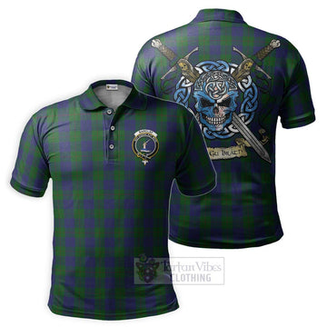 Barclay Tartan Polo Shirt with Family Crest Celtic Skull Style