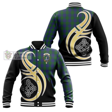 Barclay Tartan Baseball Jacket with Family Crest and Celtic Symbol Style