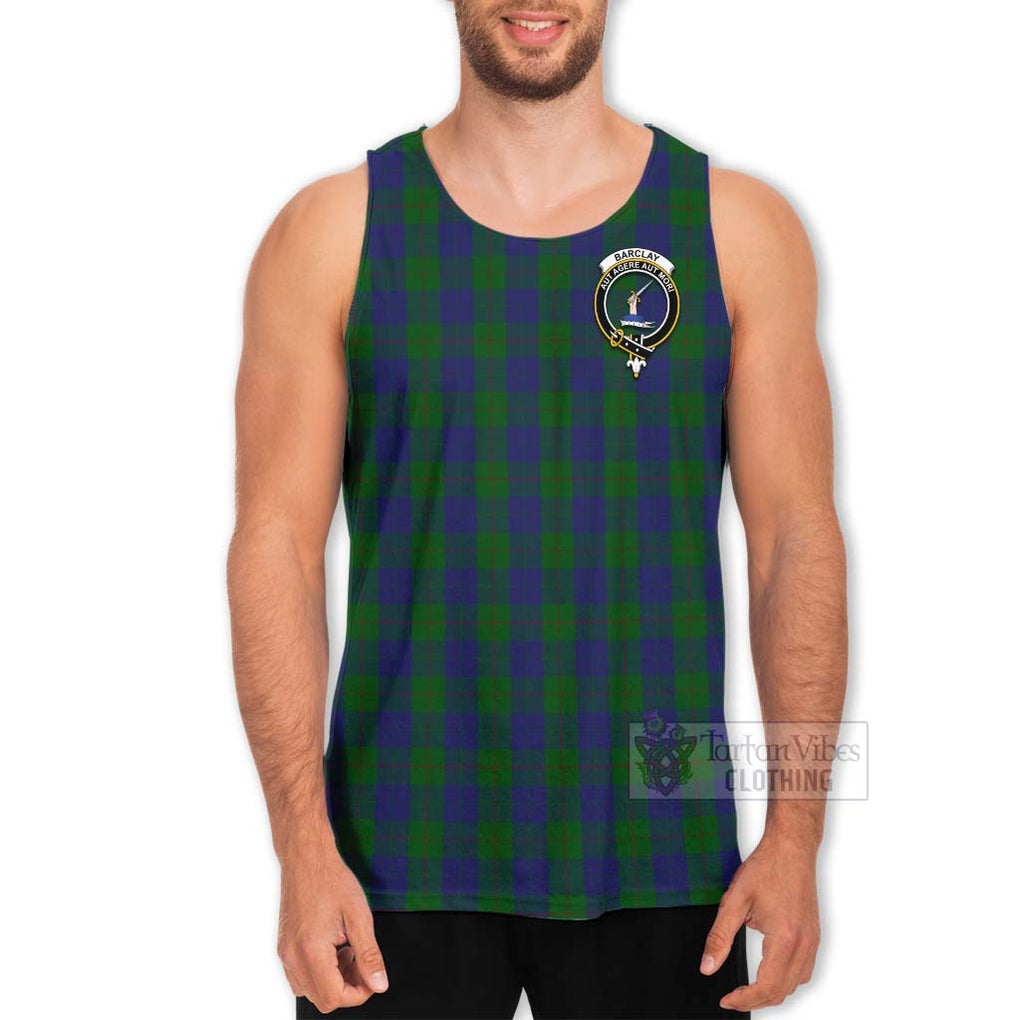 Tartan Vibes Clothing Barclay Tartan Men's Tank Top with Family Crest and Bearded Skull Holding Bottles of Whiskey