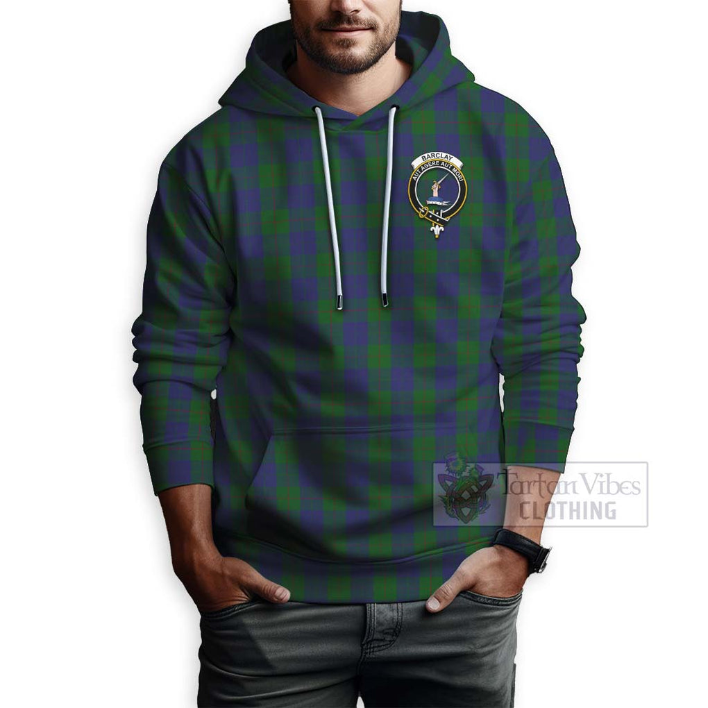 Tartan Vibes Clothing Barclay Tartan Hoodie with Family Crest and Bearded Skull Holding Bottles of Whiskey