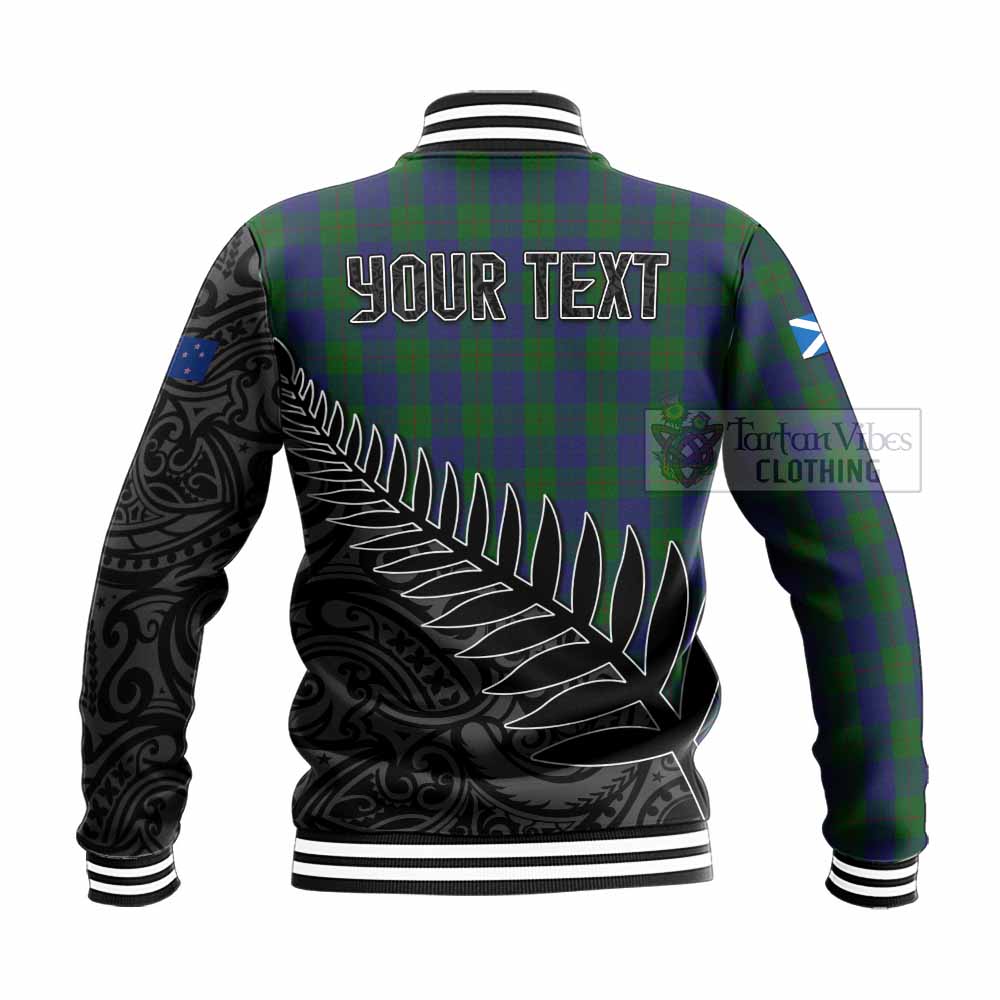 Tartan Vibes Clothing Barclay Crest Tartan Baseball Jacket with New Zealand Silver Fern Half Style