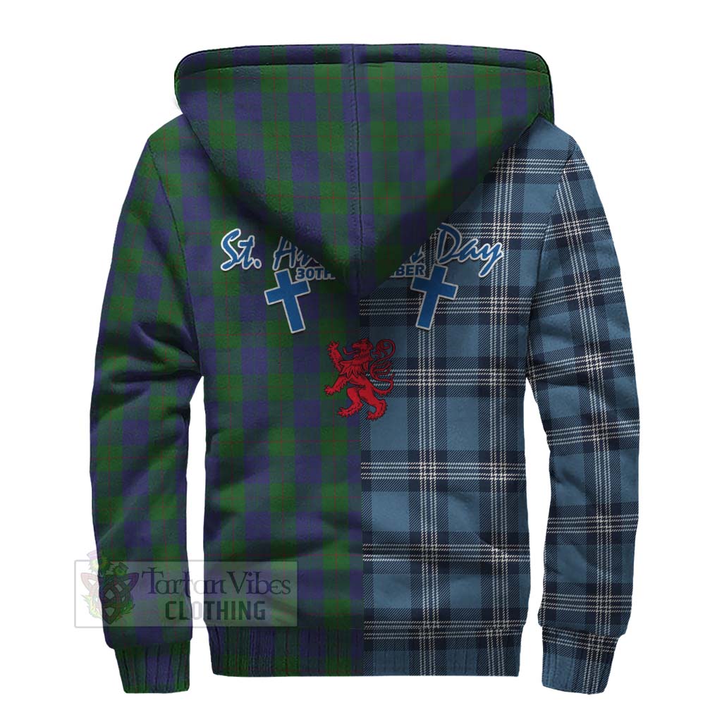 Tartan Vibes Clothing Barclay Tartan Sherpa Hoodie Happy St. Andrew's Day Half Tartan Style