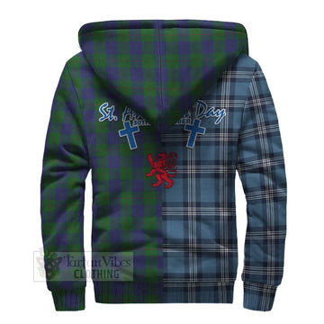 Barclay Tartan Sherpa Hoodie Happy St. Andrew's Day Half Tartan Style