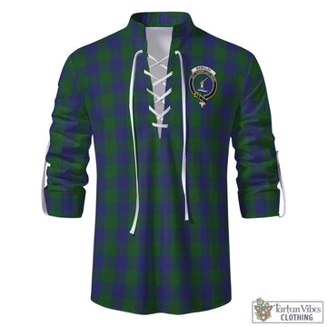 Barclay Tartan Men's Scottish Traditional Jacobite Ghillie Kilt Shirt with Family Crest