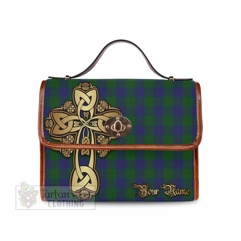 Tartan Vibes Clothing Barclay Tartan Waterproof Canvas Bag Golden Thistle Celtic Cross Style