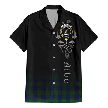 Barclay Tartan Short Sleeve Button Up Shirt Featuring Alba Gu Brath Family Crest Celtic Inspired