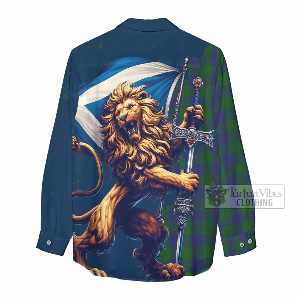 Tartan Vibes Clothing Barclay Tartan Family Crest Women's Casual Shirt with Scottish Majestic Lion