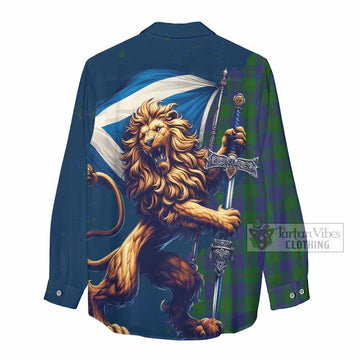 Barclay Tartan Family Crest Women's Casual Shirt with Scottish Majestic Lion