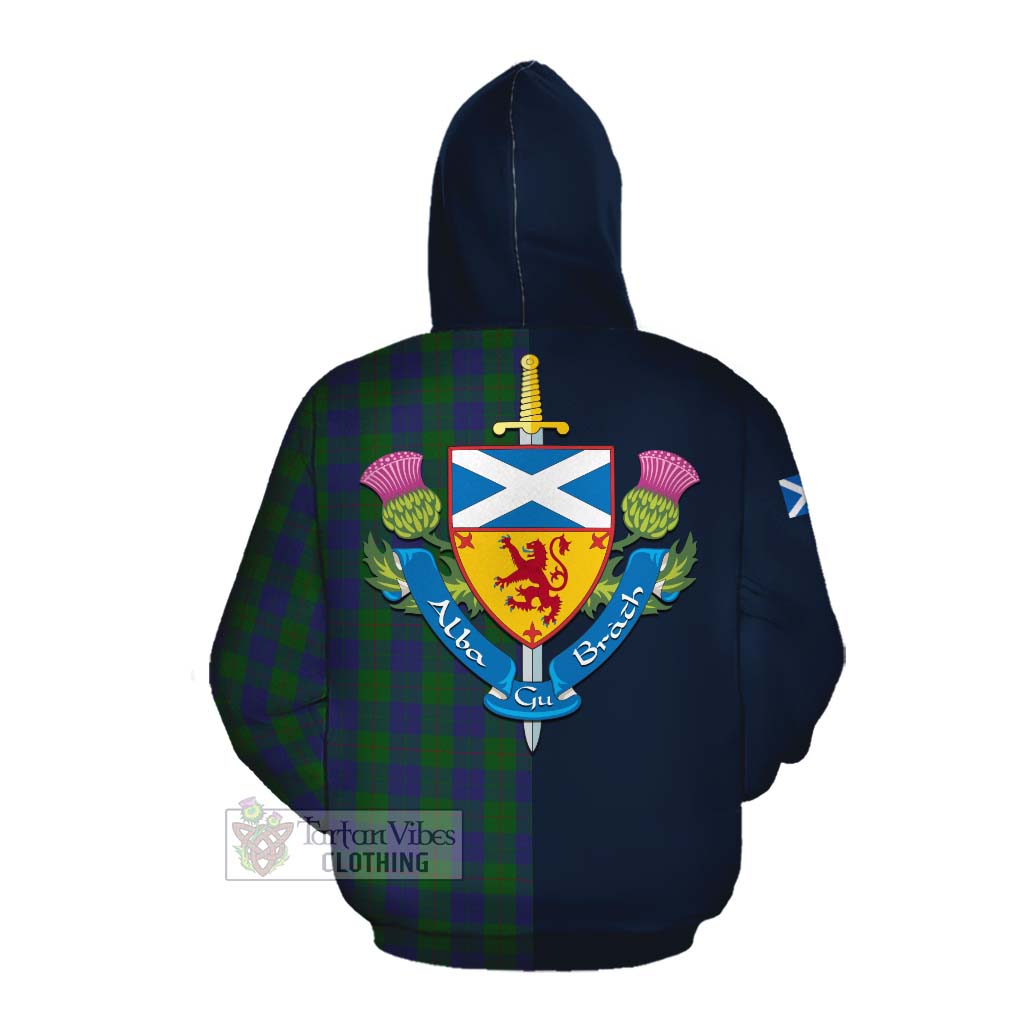 Tartan Vibes Clothing Barclay Tartan Cotton Hoodie Alba with Scottish Lion Royal Arm Half Style