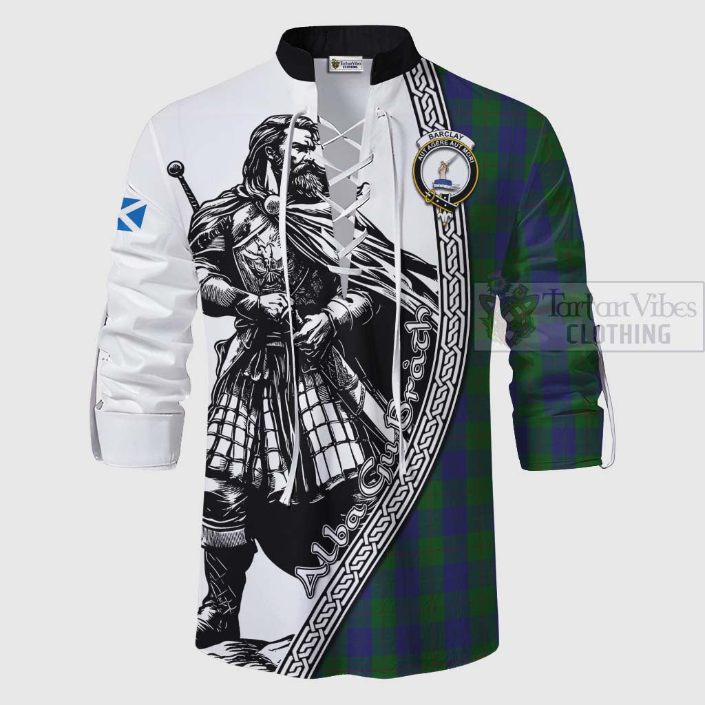 Tartan Vibes Clothing Barclay Tartan Clan Crest Ghillie Kilt Shirt with Highlander Warrior Celtic Style