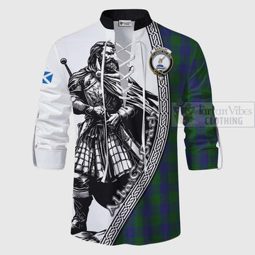 Barclay Tartan Clan Crest Ghillie Kilt Shirt with Highlander Warrior Celtic Style