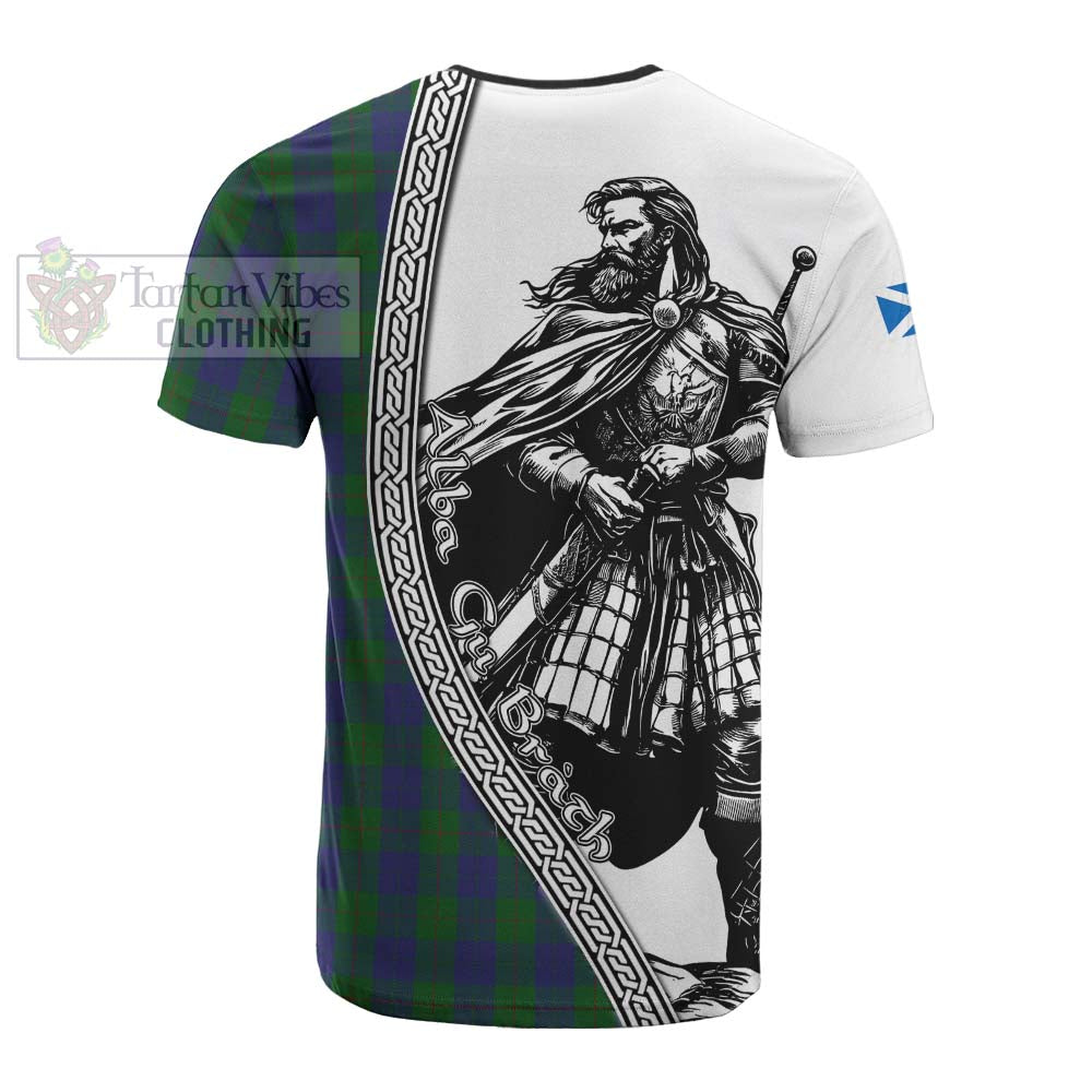 Barclay Tartan Clan Crest Cotton T-shirt with Highlander Warrior Celtic Style