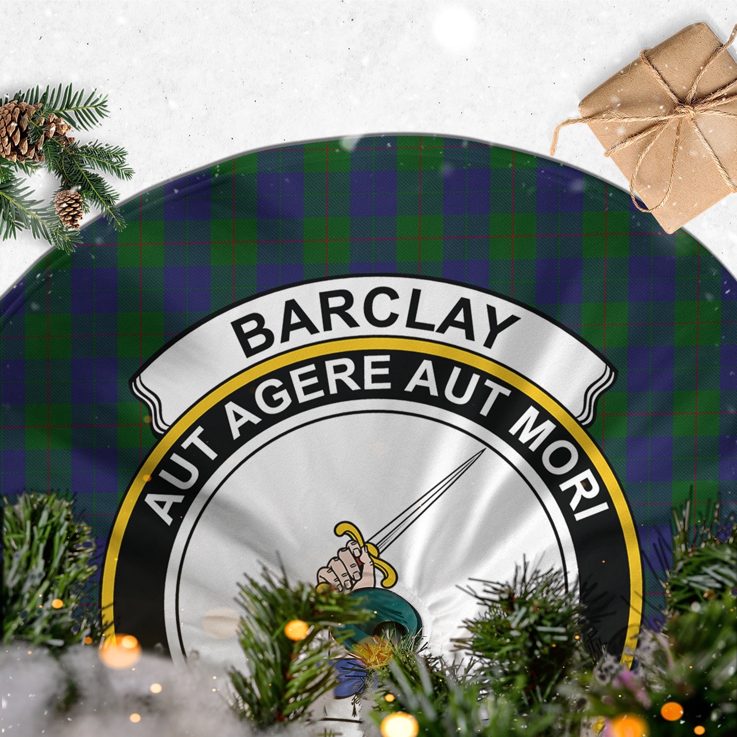 Barclay Tartan Christmas Tree Skirt with Family Crest - Tartanvibesclothing