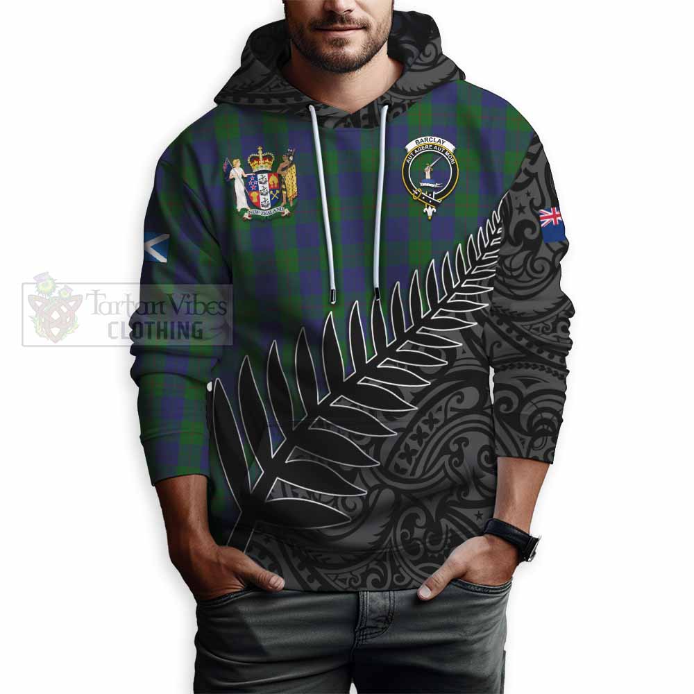 Tartan Vibes Clothing Barclay Crest Tartan Hoodie with New Zealand Silver Fern Half Style