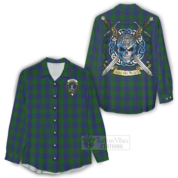 Barclay Tartan Women's Casual Shirt with Family Crest Celtic Skull Style