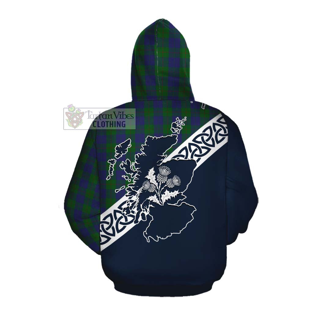 Tartan Vibes Clothing Barclay Tartan Cotton Hoodie Featuring Thistle and Scotland Map