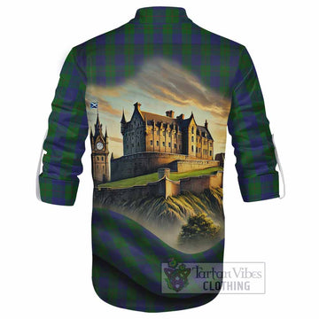 Barclay Tartan Family Crest Ghillie Kilt Shirt with Scottish Ancient Castle Style - Tartan Vibes Clothing