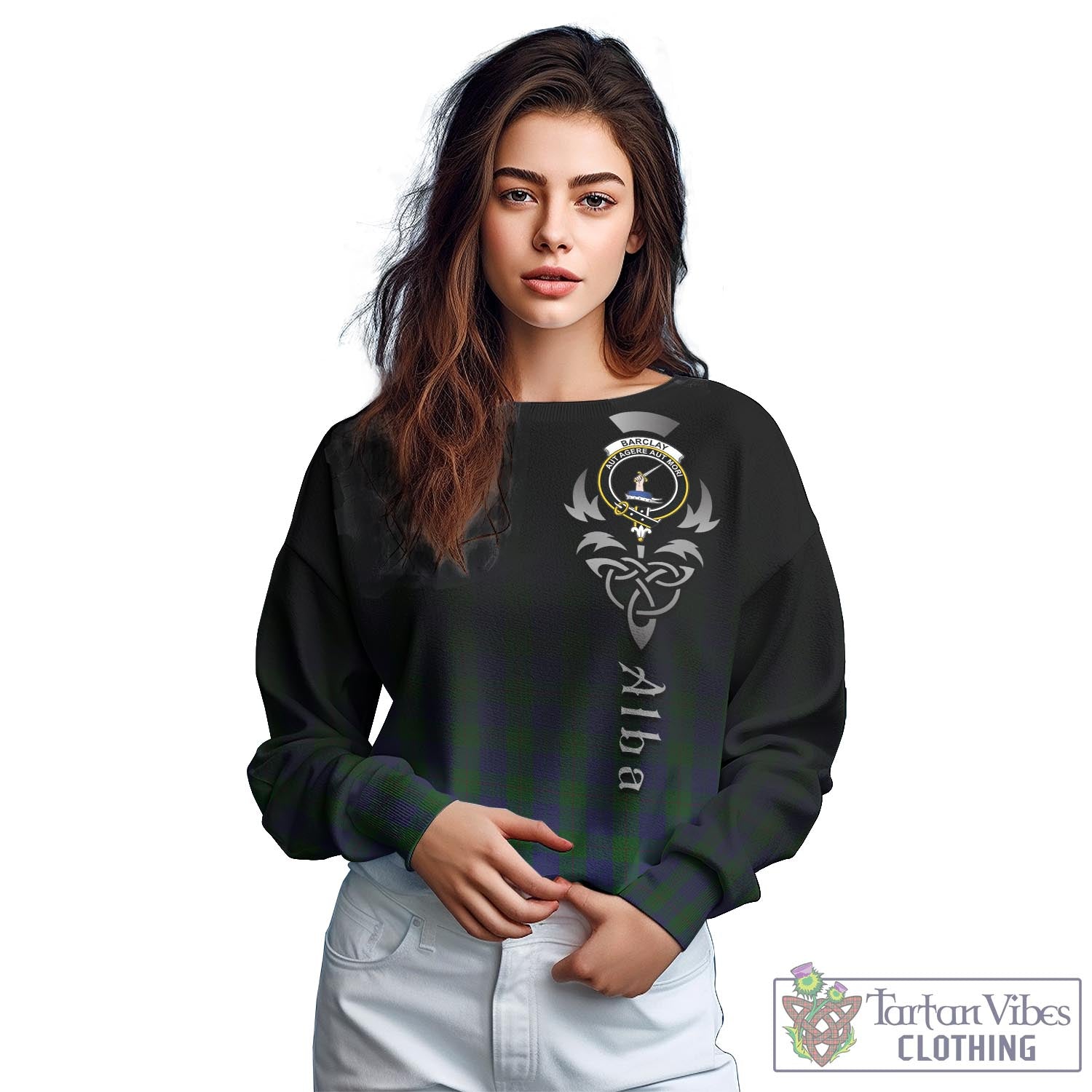 Tartan Vibes Clothing Barclay Tartan Sweatshirt Featuring Alba Gu Brath Family Crest Celtic Inspired