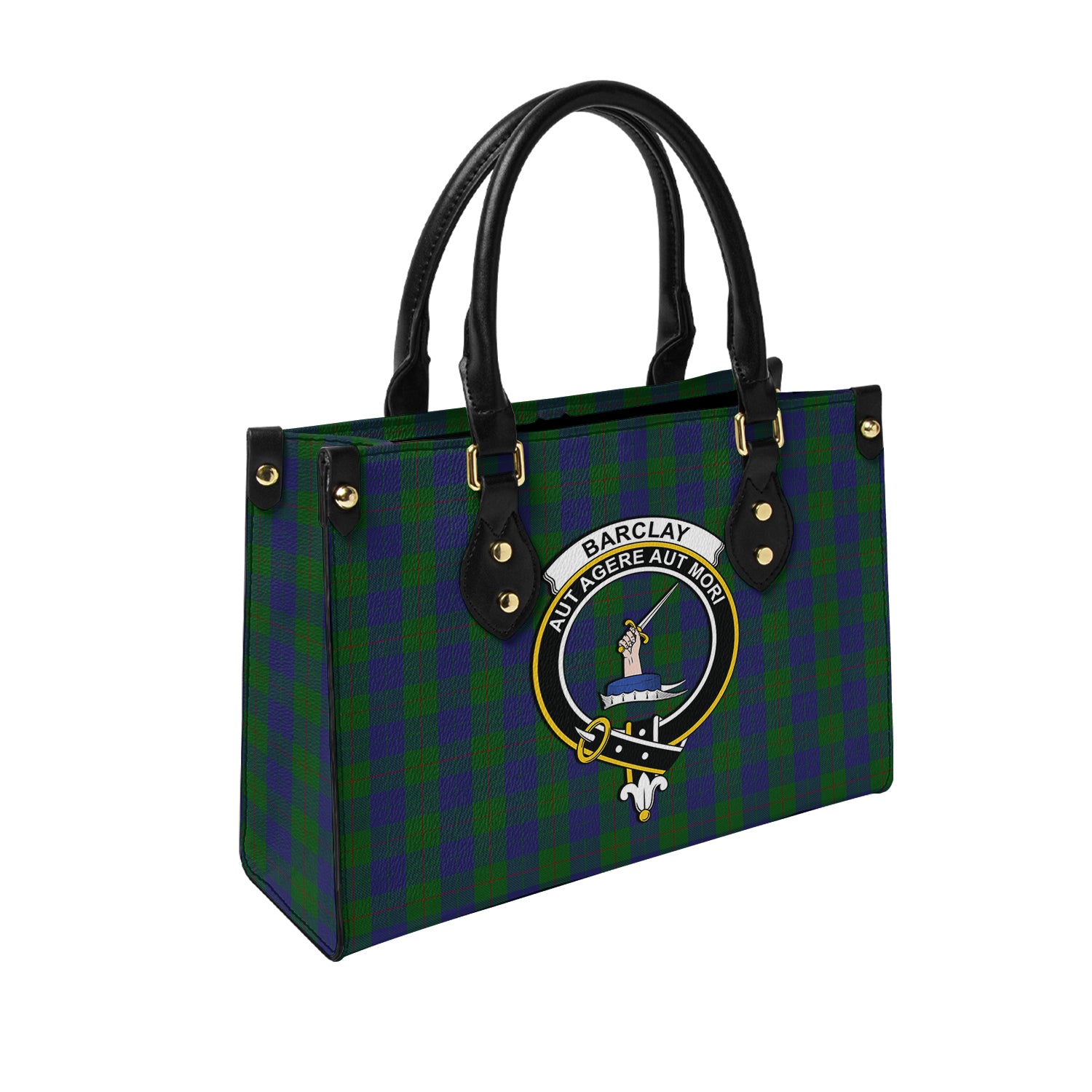 Barclay Tartan Leather Bag with Family Crest - Tartanvibesclothing