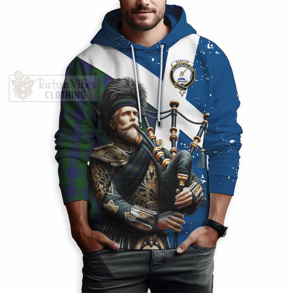 Tartan Vibes Clothing Barclay Tartan Hoodie with Family Crest Scottish Bagpiper Vibes