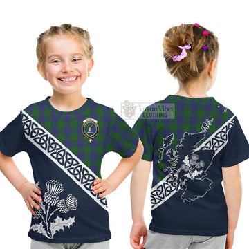 Barclay Tartan Kid T-Shirt Featuring Thistle and Scotland Map