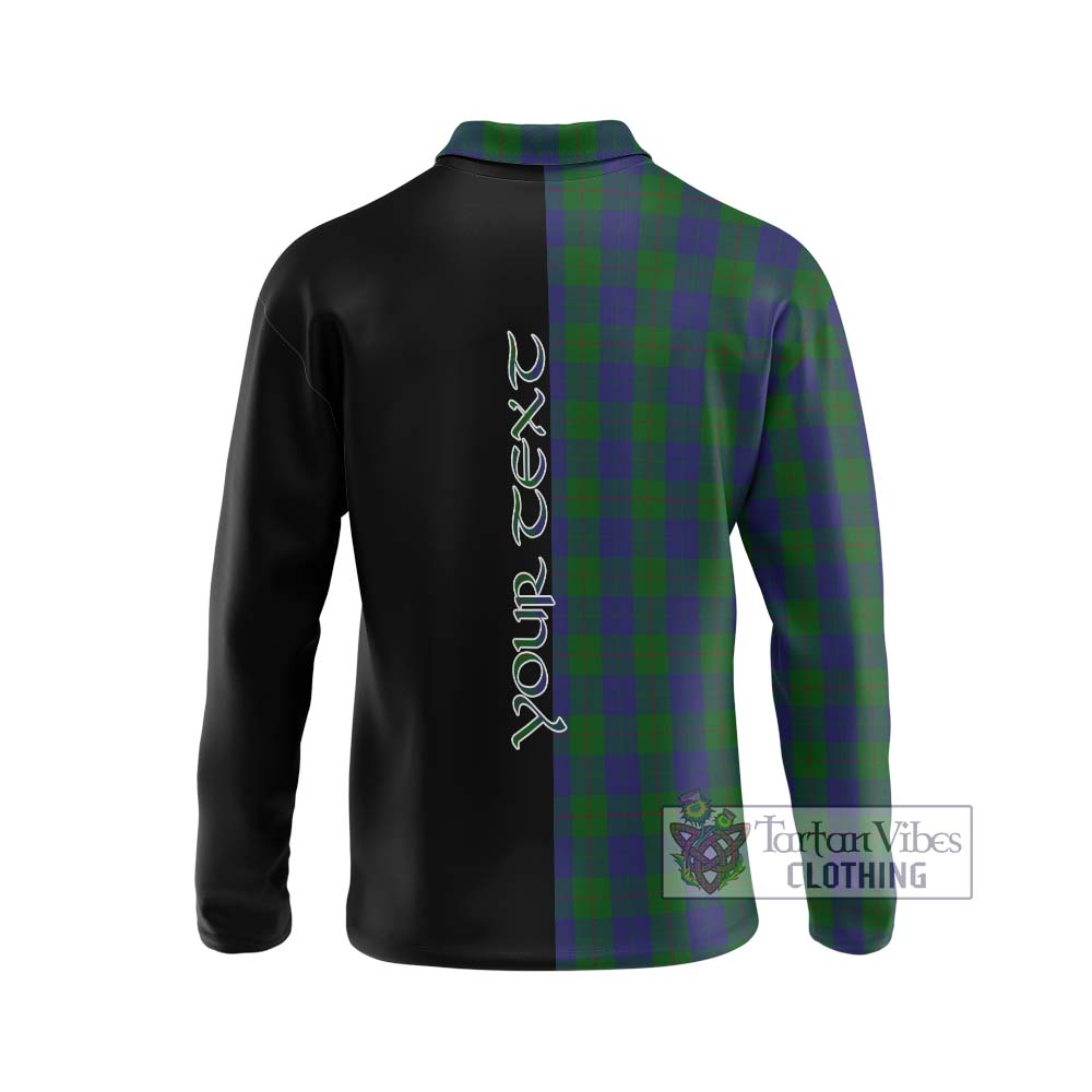 Barclay Tartan Long Sleeve Polo Shirt with Family Crest and Half Of Me Style - Tartanvibesclothing Shop