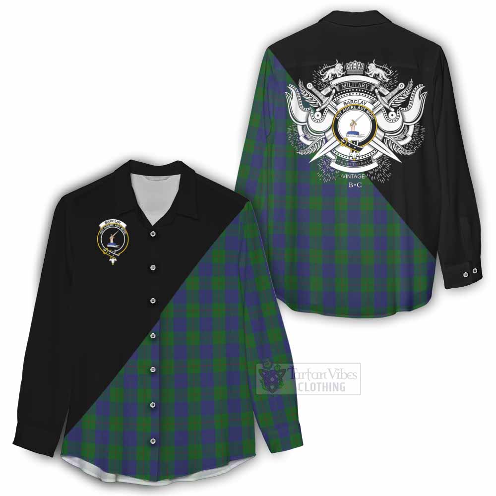 Tartan Vibes Clothing Barclay Tartan Women's Casual Shirt with Family Crest and Military Logo Style