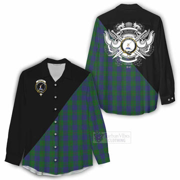 Barclay Tartan Women's Casual Shirt with Family Crest and Military Logo Style