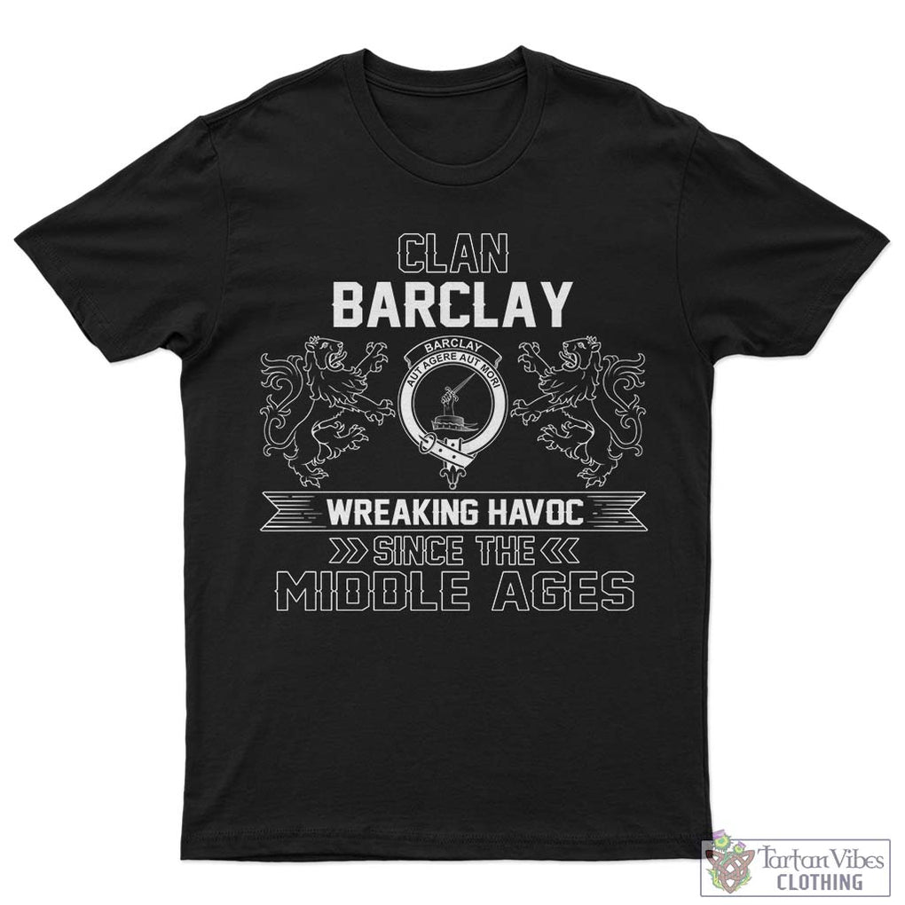 Barclay Family Crest 2D Cotton Men's T-Shirt Wreaking Havoc Style Sapphire - 2D-tartanvibesclothing