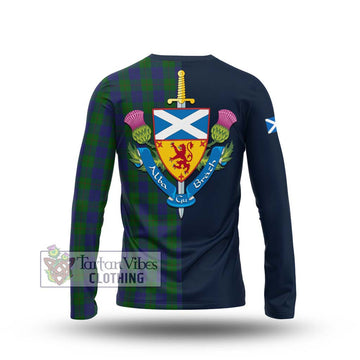 Barclay Tartan Long Sleeve T-Shirt Alba with Scottish Lion Royal Arm Half Style